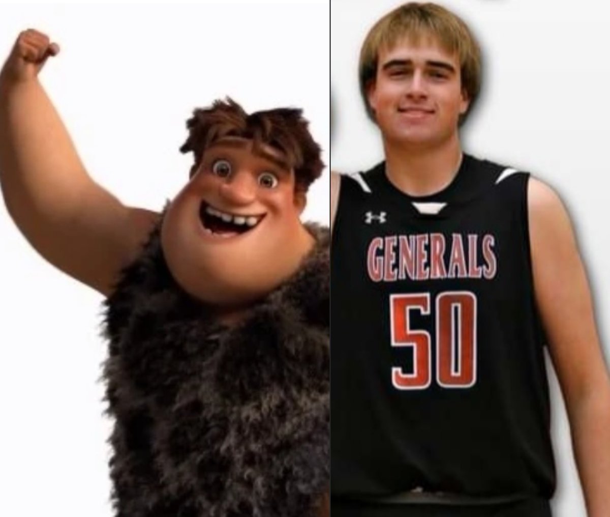 SCBarstool2024's tweet photo. Bro no wonder Sibley is so ass at basketball their best player looks like Thunk off The Croods https://t.co/NBw8x4ZttH