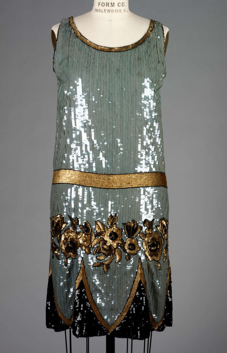 LaurenCDeutsch's tweet photo. For this week's #FridayFrills we have this 1925 A. &amp; L. Tirocchi evening dress. All the decorations are made by applying different colored cellophane sequins and jet beads in the pattern. Just incredible. @risdmuseum #Fashionhistory #ootd https://t.co/EuKSvulhb1