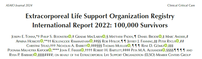 Saving lives and making a difference! >200000 patients on ECMO >100000 survivors Amazing feat to compile this data in a Registry and capture the evidence. @ELSOOrg @FOAMecmo @AparnaHoskote @stead_christine @GraemeMacLaren @JoeTonnaMD @RyanPBarbaro @drpetaalexander