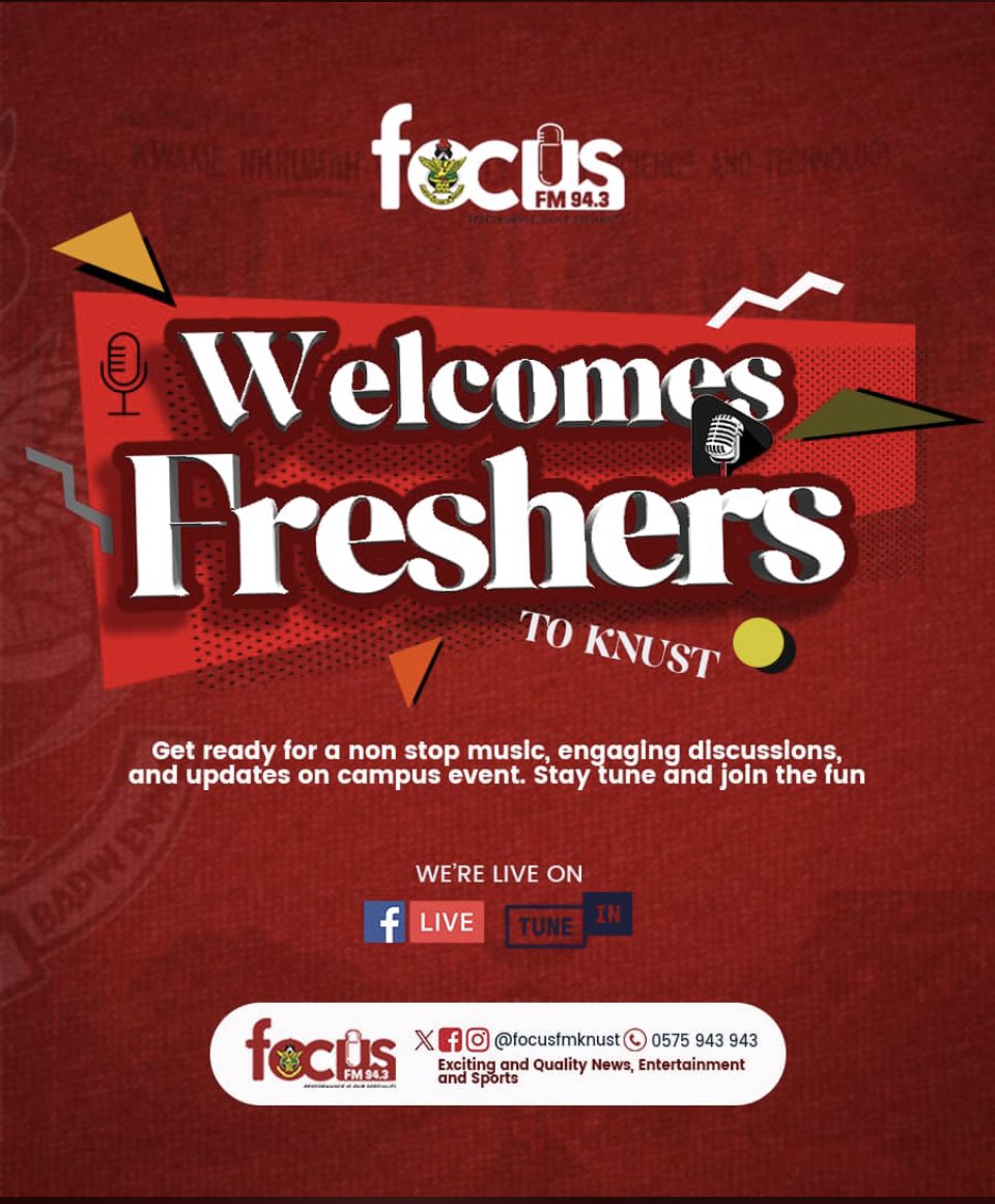 Catch the groove ⁦<a href="/focusfmknust/">FOCUS FM KNUST (94.3MHz)</a>⁩ ⁦<a href="/Lil2Dj/">DjLil2 De Radio killer 🇬🇭</a>⁩ ⁦<a href="/BroniBa_TheDJ/">The Cutest DJ</a>⁩ ⁦@djarmanigh⁩ ⁦<a href="/DJBUSHKKANKAM/">Dj bush k Kankam</a>⁩ ⁦<a href="/KNUSTGH/">Kwame Nkrumah University of Science and Technology</a>⁩ ⁦<a href="/CampusHypeCrew/">Campus Hype Crew🇬🇭</a>⁩ ⁦<a href="/KNUST_Live/">KNUST Live.</a>⁩