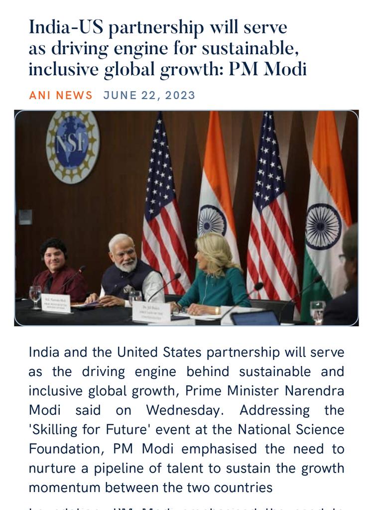 India-US partnership will serve as driving engine for sustainable, inclusive global growth: PM Modi aninews.in/news/world/us/… via NaMo App