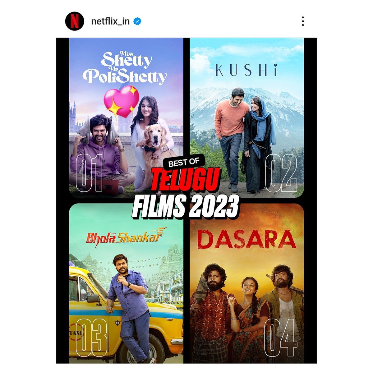 TrendsPranushka's tweet photo. #MissShettyMrPolishetty is at No.1 by Netflix India among Telugu films in 2023
@MsAnushkaShetty @filmymahesh
#MSMP
#BlockbusterMSMP
#AnushkaShetty https://t.co/9QeUuKux7N