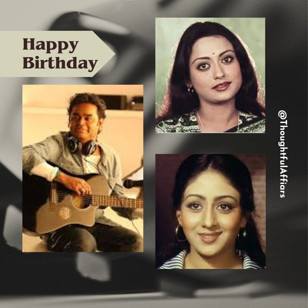 Sending birthday wishes to music genius A.R.Rehman, Beautiful Rameshwari and Golmaal girl Bindiya Goswami.

#thoughtfulaffairs #arrehman #Rameshwari #BindiyaGoswami #musicdirector #actresses #bollywoodflashback #bollywood #filmstars #filmstar