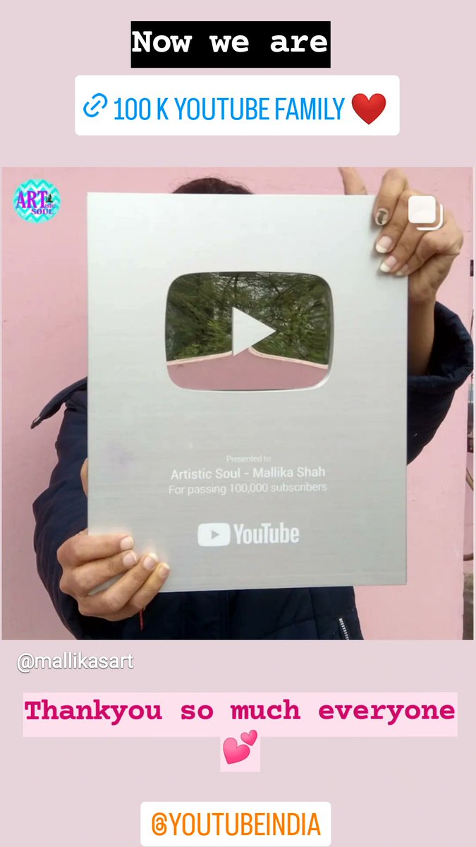 Finally Got the SILVER PLAY Button ▶️ from @youtubeindia  for my channel .🖤
Special THANKS to my FAMILY ✨ ALWAYS STOOD BY ME ❤️
Thank you  @youtube for providing this amazing opportunity 
#youtube #silverplaybut #artisticsoul #mallikasart #youtubeindia @youtube @youtubeindia