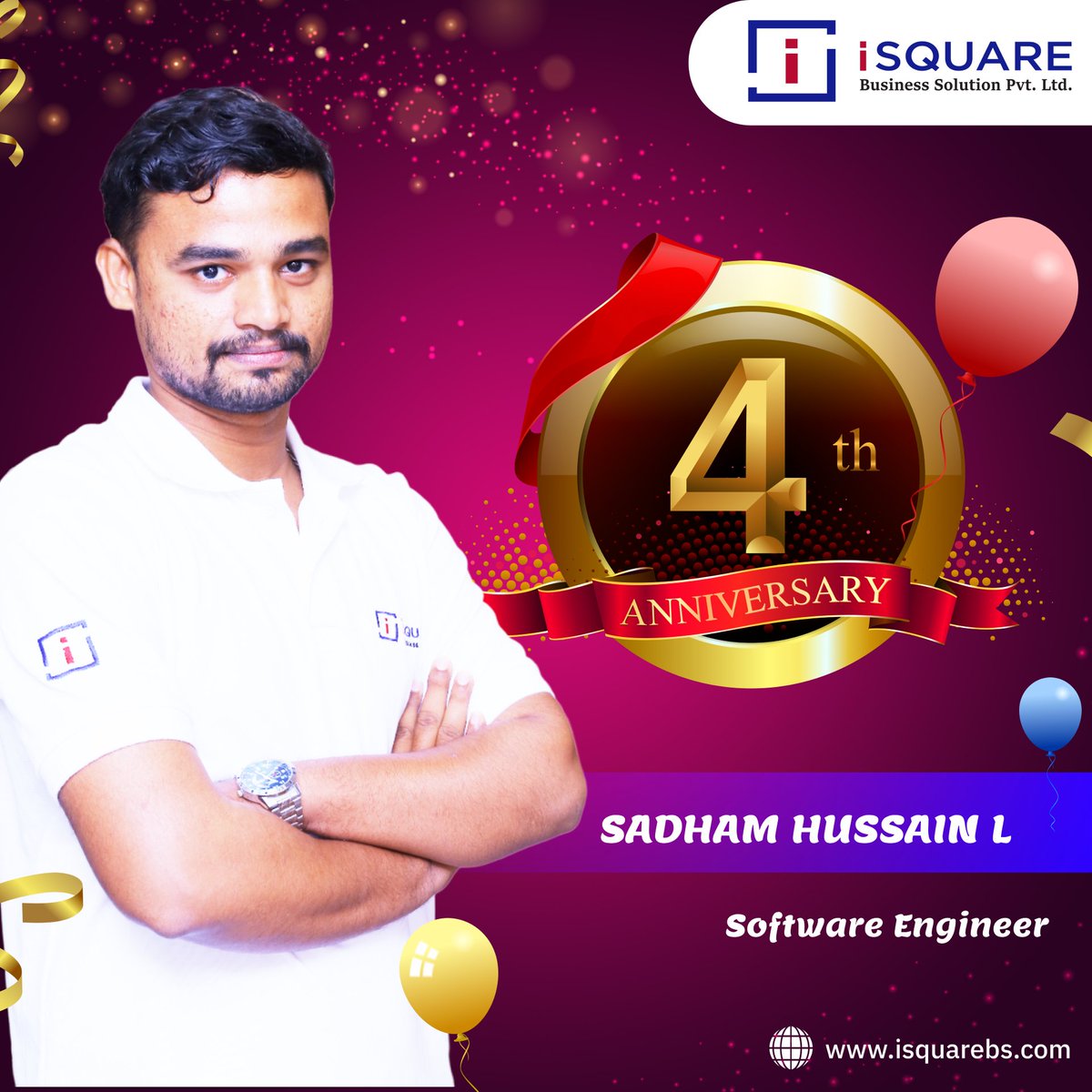 isquarebs's tweet photo. We extend the heartiest congratulations to Mr. Sadham Hussain on setting a new milestone in the journey of his professional life. He has never stopped amazing us with the highest level of perfectionism that he put into her work. 
We wish him a very #happyworkanniversary https://t.co/3bU10ofYwa
