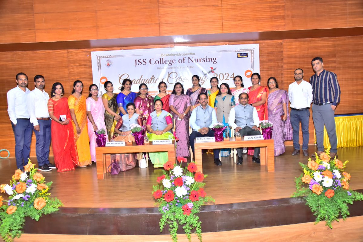 mahavidyapeetha's tweet photo. The graduation ceremony of JSS College of Nursing, Mysuru was held on 5th Jan 2024 . The Chief Guest for the event was Dr. Judith Angelitta Noronha, Dean, of Manipal College of Nursing. The event was presided over by Sri C. G. Betsurmath, ES, JSSMVP. Sri R Mahesh were present. https://t.co/EVkjv5xalZ