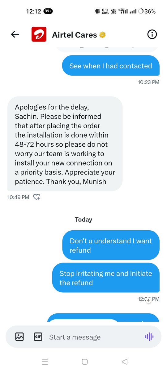 SachinKumarIN's tweet photo. @airindia @airtelnews @airtelbank  is a biggest theft. They have taken my money and now when I am asking for refund they are just giving me ETA and automated response.
#airtelchorhai #AirtelSmartplan #Airtel #airtelscam #fibrescam #Telecom #ChorCompany https://t.co/AaIuRARTXd