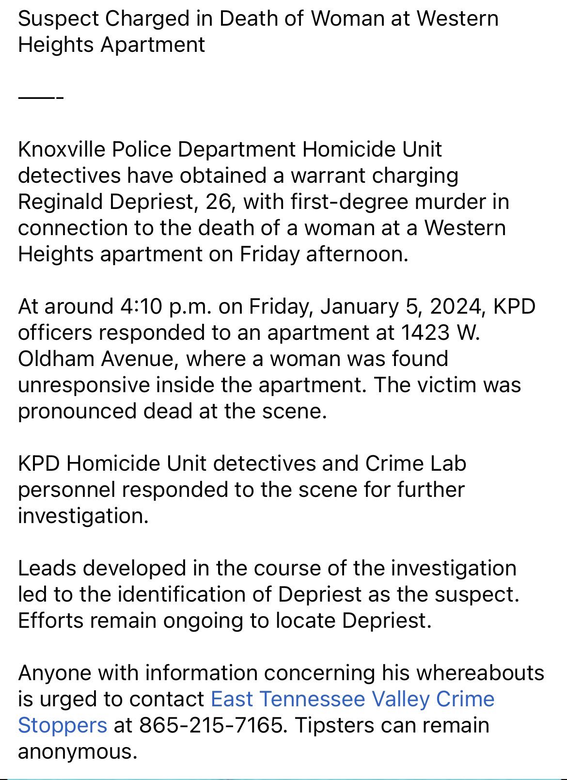 Murder Crime Scene Knoxville Tn Knox County Tennessee Sheriff