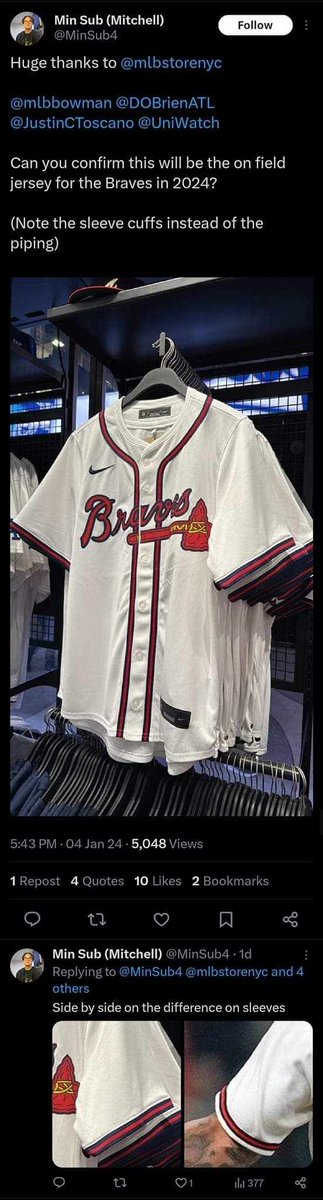 pyrolord314's tweet photo. @UniWatch putting aside your feelings on the Native American iconography...this new template is fucking terrible. With the a getting cut off to losing the white before the sleeve piping. I wish my old majestic still fit me...(considering it's 21 yrs old it doesn't close anymore!) https://t.co/G7x80bq0eD