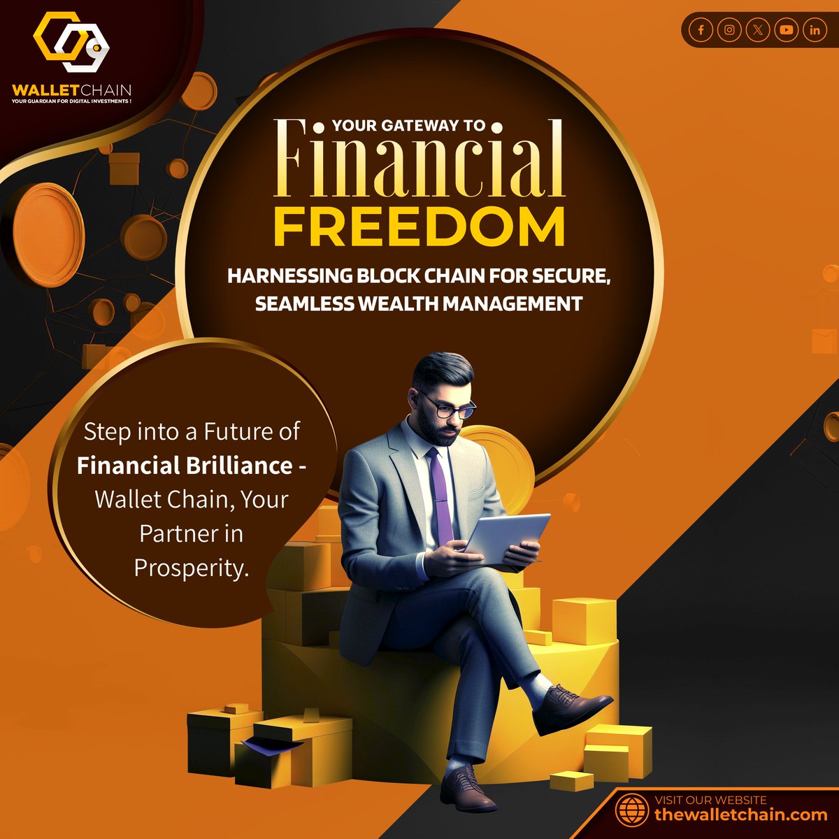 thewalletchain's tweet photo. 🚀 Unlock Financial Freedom with Wallet Chain! 📷 Harness Blockchain for Seamless Wealth Management. Step into a Future of Brilliance - Wallet Chain, Your Partner in Prosperity. 📷📷  #BlockchainWealth #FinancialFreedom #cryptocurrency #networking https://t.co/FSX4wryrmW