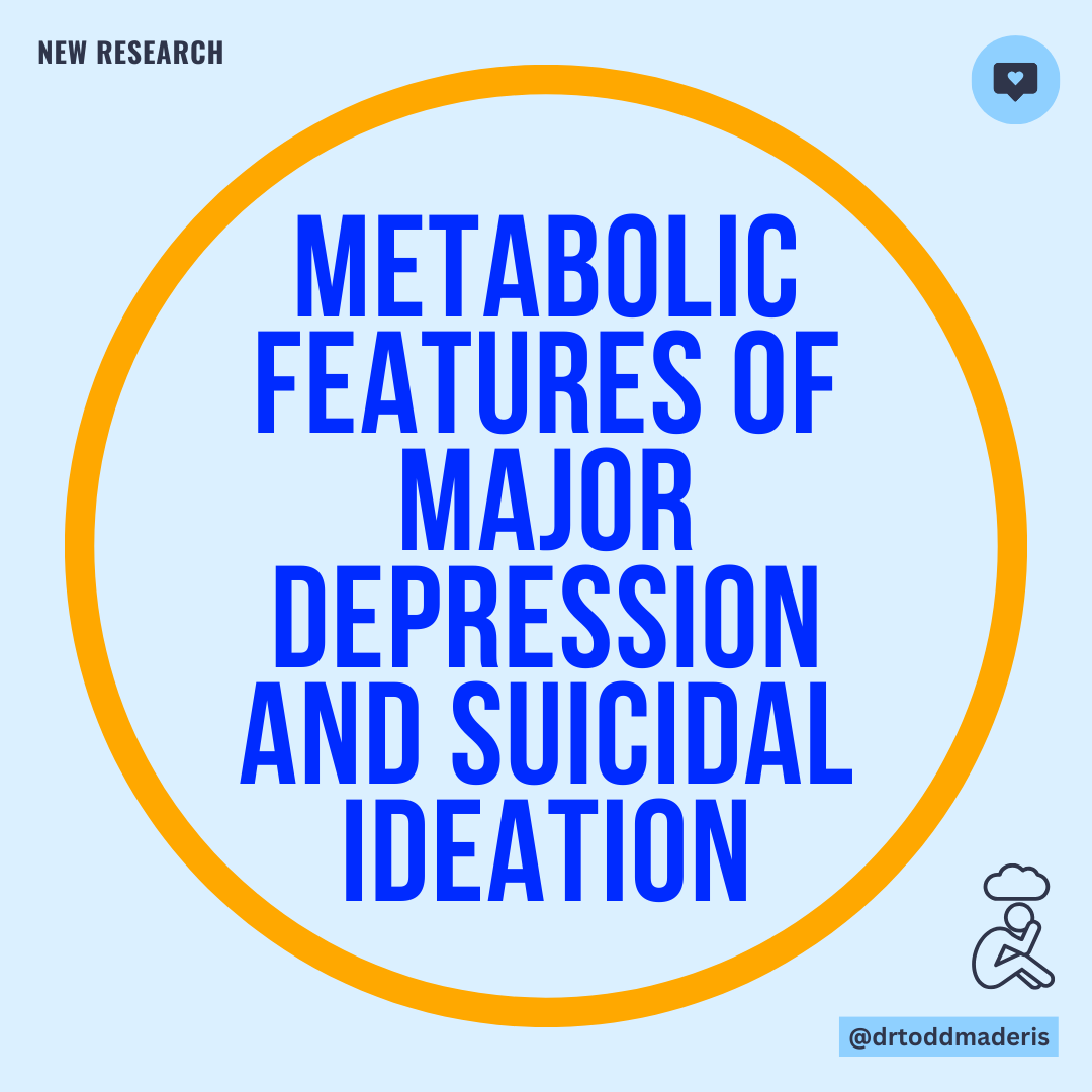 [NEW RESEARCH] Metabolic features of major depression and suicidal ideation

About 21 million Americans suffer from #majordepressivedisorder (#MDD). The risk of recurrence of depression after the first episode of MDD is 3-6 times the background population risk. The risk of