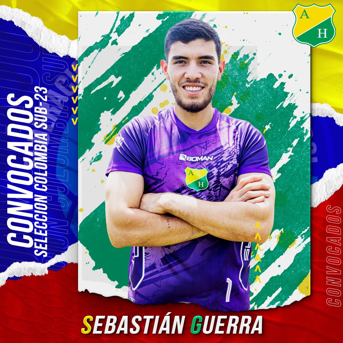 AtleticoHuilaof's tweet photo. 🔝Sebastián Guerra, convocado a la Selección Colombia que representará a nuestro país en el Preolímpico Sub23.  

¡Felicidades Sebas!

#OrgulloOpita🔰 https://t.co/FndJaE9Lwr