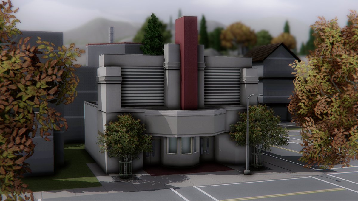 boringbonestv's tweet photo. Maxis' older games like #ts1/#simsville have a timeless charm. I decided to bring this to #OldSunset, replacing the previous theater with a revamped version inspired by Simsville and completely adjusted to work at night as well as during the day. What did you think of the result? https://t.co/k3Yxt2aSZM