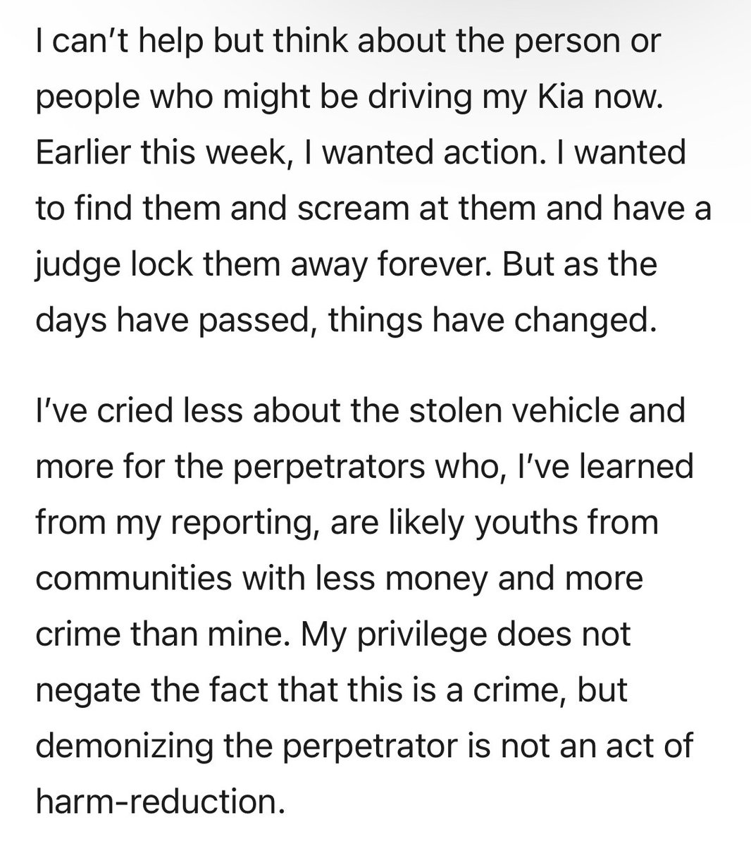 DTheKingpin's tweet photo. The https://t.co/gvGVnzEfDl crime reporter who reported on the Kia Boyz was herself hit by them. They stole her car. And she doesn’t want to “demonize the perpetrator” because of her privilege. Good lord. 🙄 u ARE full of privilege. Imagine how the people IN those communities feel when they get robbed. I’m sure they don’t share your sympathy for the criminals. https://t.co/pzxkUNkqA7