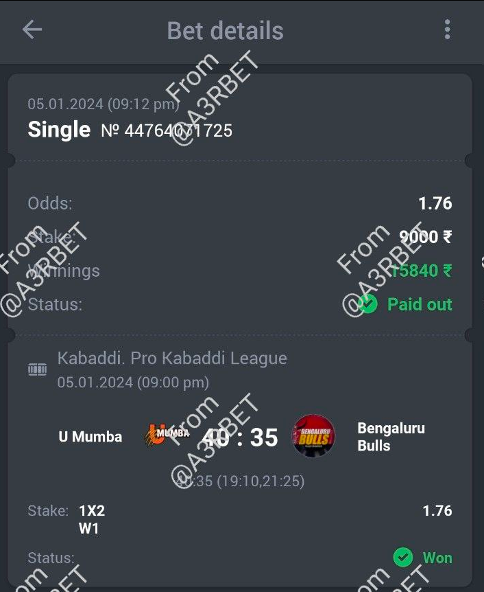 A3RBET's tweet photo. Kabaddi - Pro Kabaddi League

🤼 U Mumba ML ✅
🔖 1.76
💵 10 Units

#GamblingTwitter #SportsBetting #TeamParieur #SportsBet #Betting #FreePicks #A3RBET #SportsBettor

#ProKabaddi #PKL #Kabaddi #ProKabaddiLeague #PKLSeason10 #10PKL #MUMvsBLR #BengaluruBulls #ಗೂಳಿಕಣೋ

Like + RT https://t.co/jzT8wsC7nm
