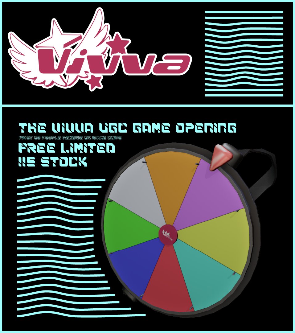AstroMonkeyDev's tweet image. THE VIVVA UGC GAME OPENING
Win a free limited ugc accessory. Only 115 Stock.

Game link -&amp;gt; roblox.com/games/15686980…

#ROBLOX #robloxart #RobloxUGC #RobloxDevs #3DModel #UGC #RobloxLimited #ugclimited #robloxfreelimited #robloxfree #FreeUgc #ugccommunity