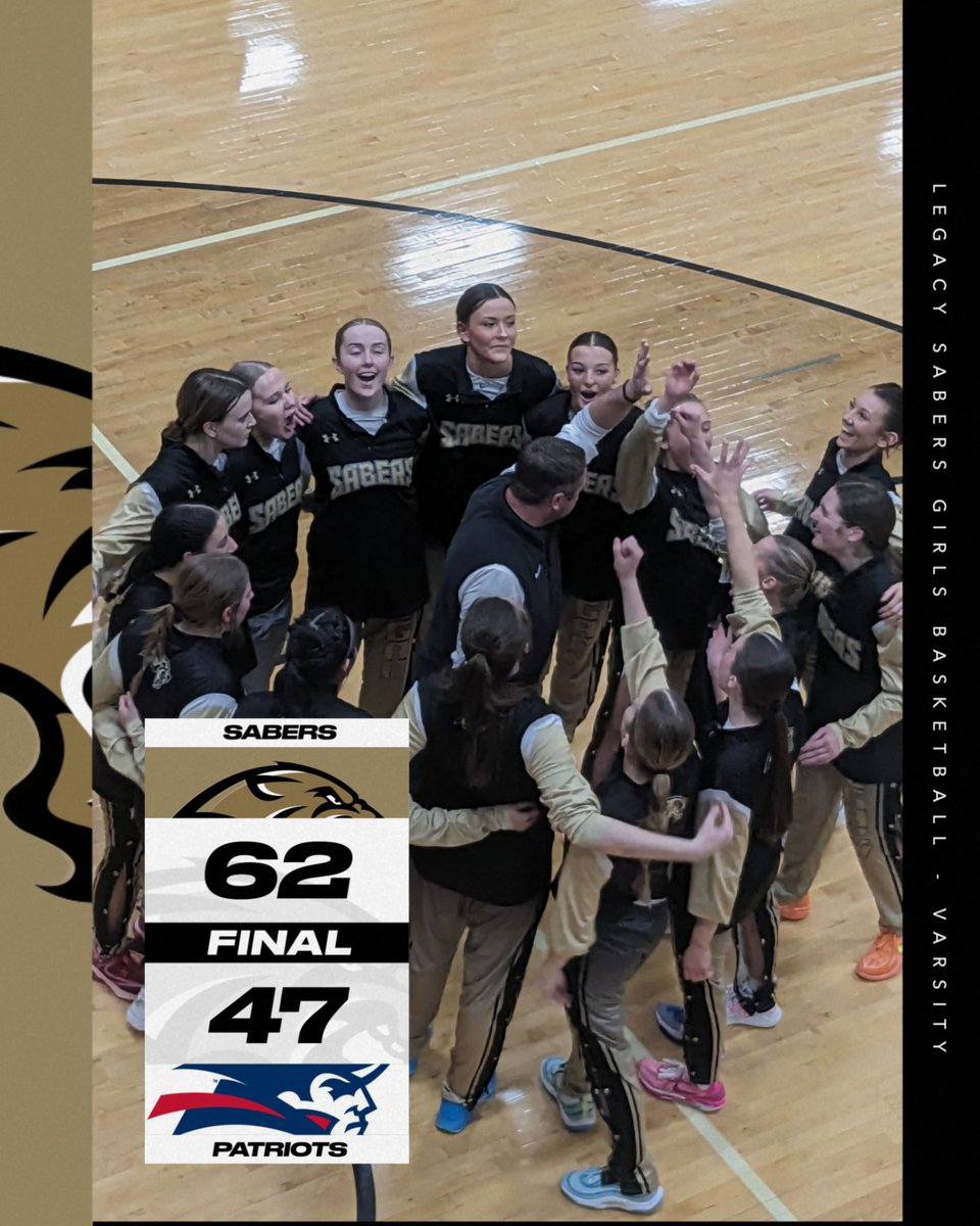 LEGACYGBB's tweet photo. 🚨 FINAL 🚨

The #3 Sabers take down the #2 Patriots in a hard fought battle. 

Sabers 62 - Patriots 47

#OurTeamOurTime https://t.co/x0NPt2izuz