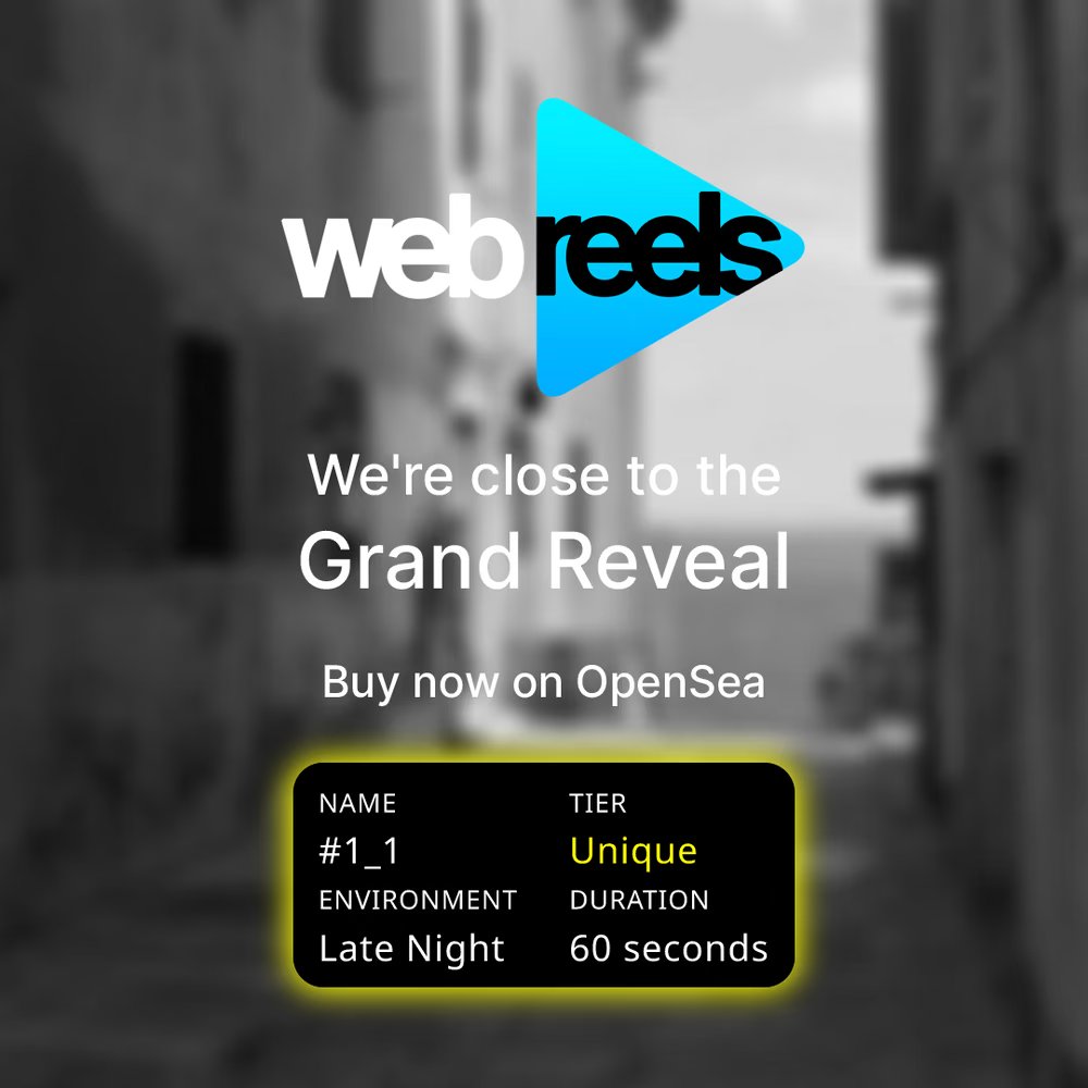 webreelsnet's tweet image. The metadata of the NFTs has been published! Stay tuned for the big reveal coming soon. Exciting times ahead! 🎉 #NFTs #MetadataReveal