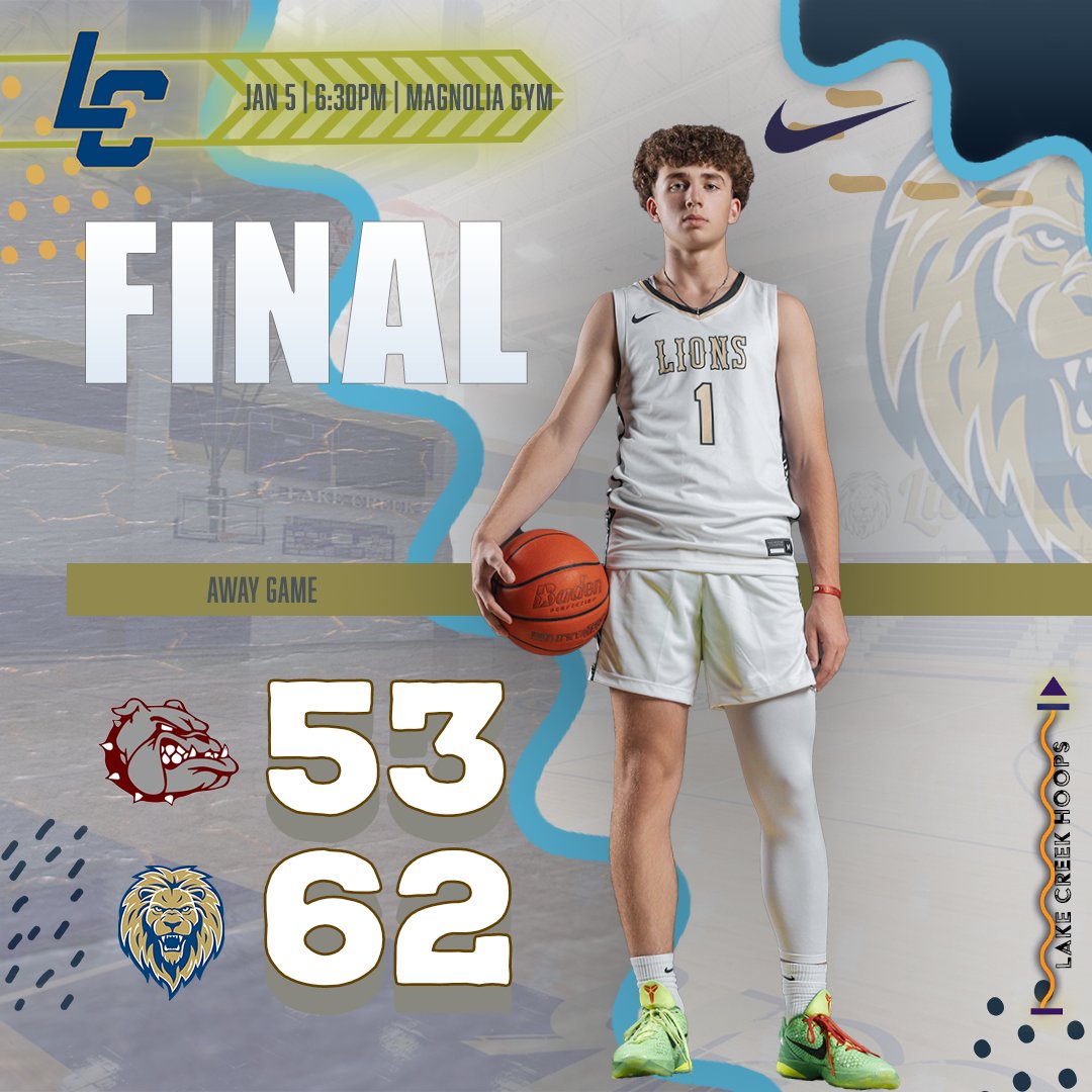 Lions defeat the bulldogs and move on to 3-0 in district play.

FINAL: 53-62
Aedan Lewis - 19pts
Jett Sutton - 17pts
Palmer Smith -13pts

Next game will be in the Lion's Den against A&M Consolidated on Tuesday.  Great win! #psphpt #greaterpurpose