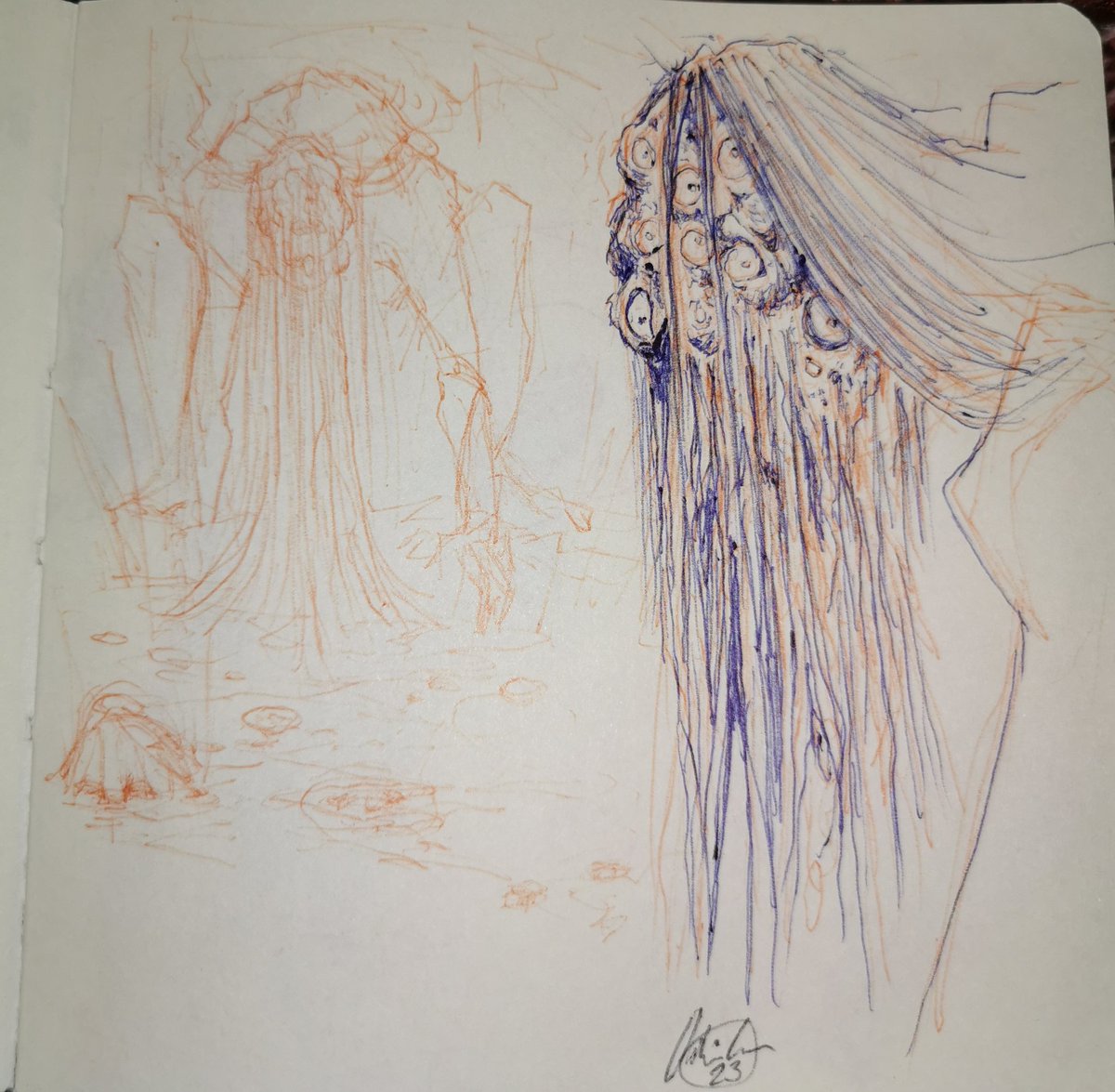 ChibiRaiden1's tweet photo. I don't post a whole lot on this account and I'm sorry abt it. Here's some random doodles and one of my monster Miguel O'hara design I posted on my tiktok. #HorrorArt #monsterdesign #MiguelOHara #creepy #bodyhorror https://t.co/dIbTwafymQ