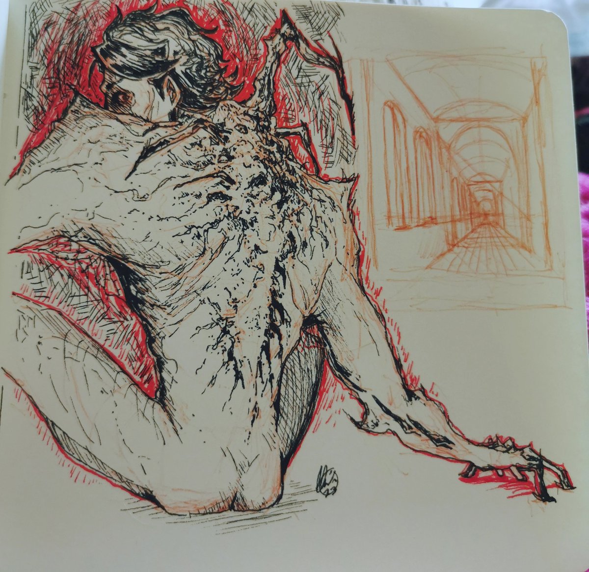 ChibiRaiden1's tweet photo. I don't post a whole lot on this account and I'm sorry abt it. Here's some random doodles and one of my monster Miguel O'hara design I posted on my tiktok. #HorrorArt #monsterdesign #MiguelOHara #creepy #bodyhorror https://t.co/dIbTwafymQ