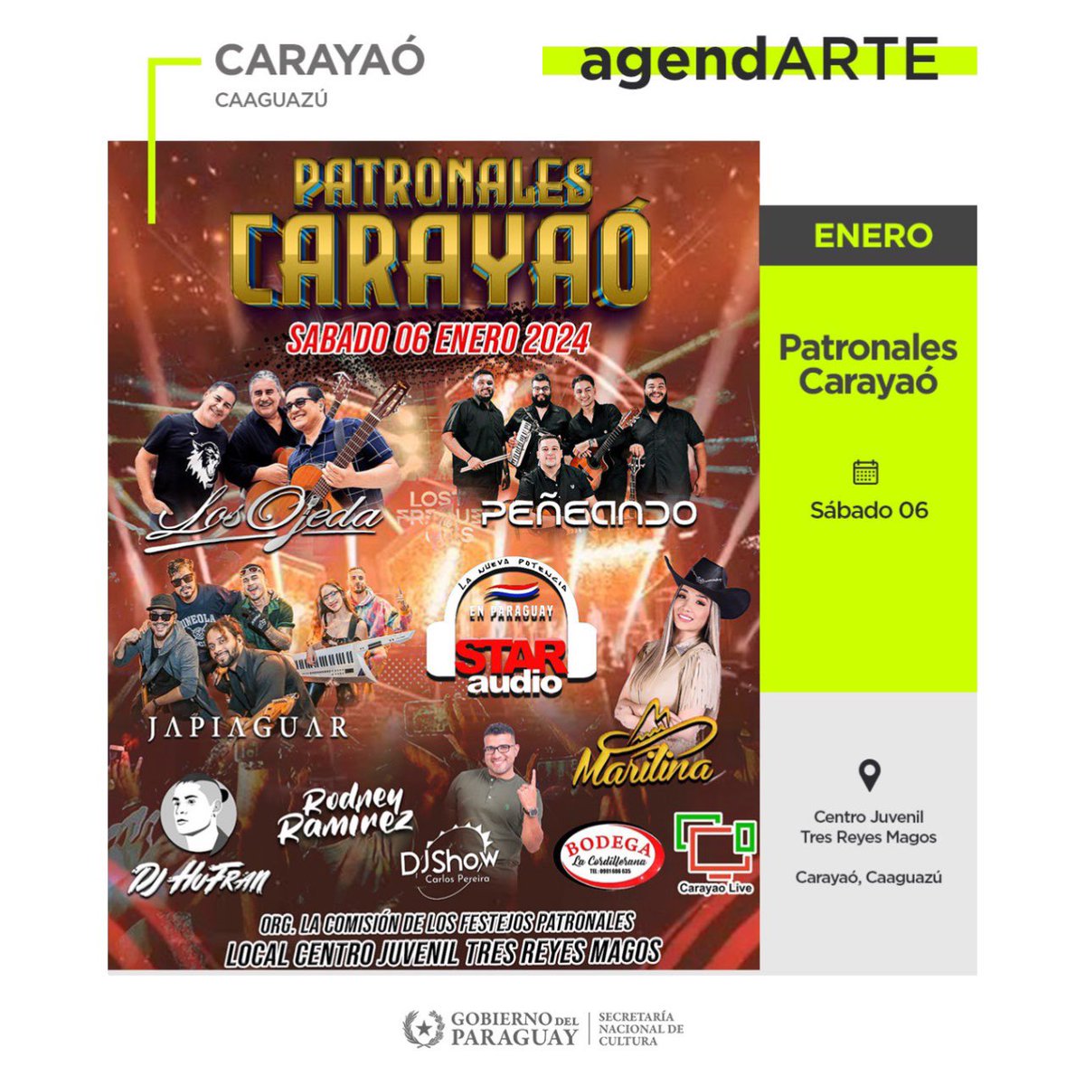 OrtizSemidei's tweet photo. #AgendARTE
¿No sabes qué hacer este finde?, acá algunas de las actividades ✨✨
En estas vacaciones disfrutá alrededor del País 🇵🇾🙌🏻
¡ Seguí la cuenta de @cultura_py y enterate más !
#SomosCultura
#GobiernoDelParaguay https://t.co/GD9Icbibbl