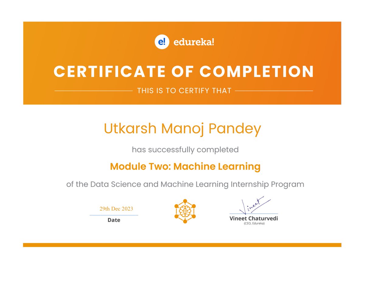 _Pandey_Utkarsh's tweet photo. Machine Learning (ML) Certificate:🤖🎓 Thrilled to share that I've earned my Machine Learning certificate! 🚀 Ready to dive into the world of predictive analytics, pattern recognition, and more. The possibilities are endless! 🌐 #MachineLearning #DataScience #Certification https://t.co/Z94FK9lCZ5