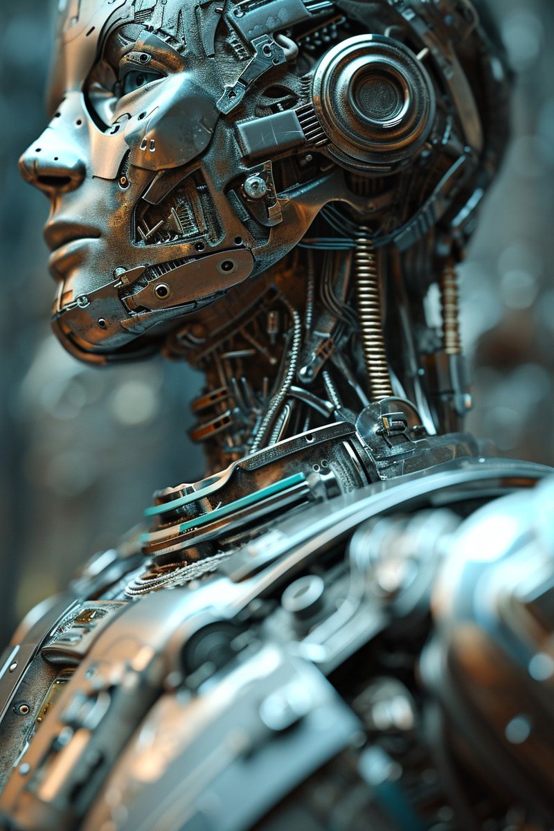cesar20984's tweet photo. "The fusion of humanity and technology blurs the line between man and machine, reminding us that our capacity for evolution knows no bounds. Embrace the seamless integration of our organic and mechanical selves for a future of endless possibilities. #cyborg #integration #evolu https://t.co/rhDeCnflkR
