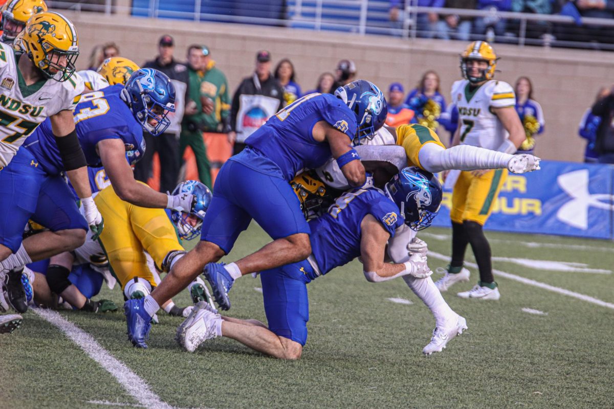 sdsucollegian's tweet photo. The Jackrabbit's defense is ranked first in all of the FCS, and they plan to put it to use to stop the Grizzlies offensive attack come game day. #GoJacks #FCSChampionships

🗞️: https://t.co/jTPzRJa12V https://t.co/kIEeSlXMZn