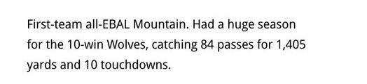 Grateful to be named First Team All-Bay Area Wide Receiver! @mercnews @joseph_dycus @DarrenSabedra @KTPrepElite @jak_rtz @BrandonHuffman