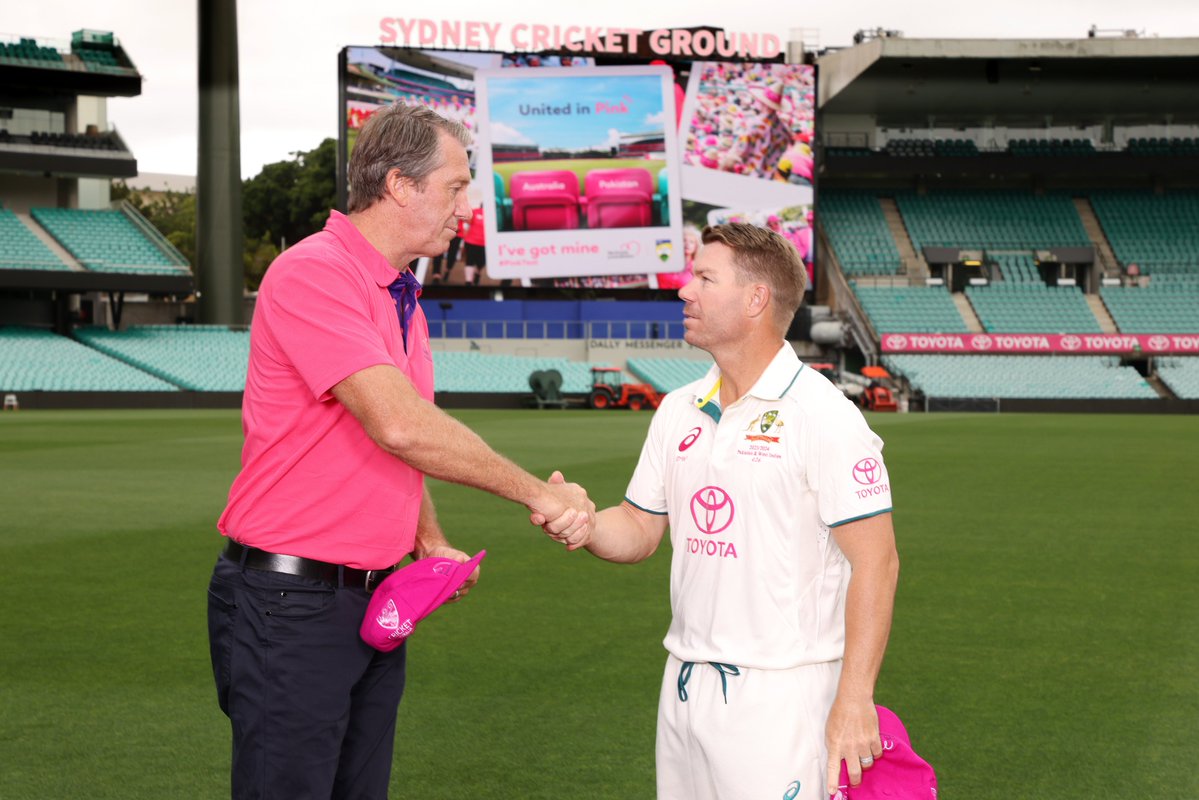 What a way to finish, @davidwarner31 bringing it home for Australia on his final day of Test cricket! 🏏 He’s considered one of the best batsmen of this generation and now you have the chance to own his iconic last Pink Baggy. 💕 Bid now 👉 mcgfdn.com/PT24-Auction #PinkTest