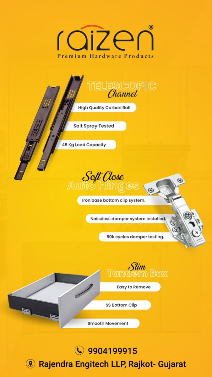 ibais_hardware's tweet photo. RAJENDRA ENGITECH LLP (RAJKOT)
For enquiry via WhatsApp click:
https://t.co/YNGghrqmfT
Mr. Jaydeep Patel:- +91 9904199915
#telescopicslidingsystem #telescopicslider #telescopicchannels #autohinges #autohingesmanufacturer #autohingesfitting #tandembox
.
@IBAISMEDIA https://t.co/3HSE3Y9N6v