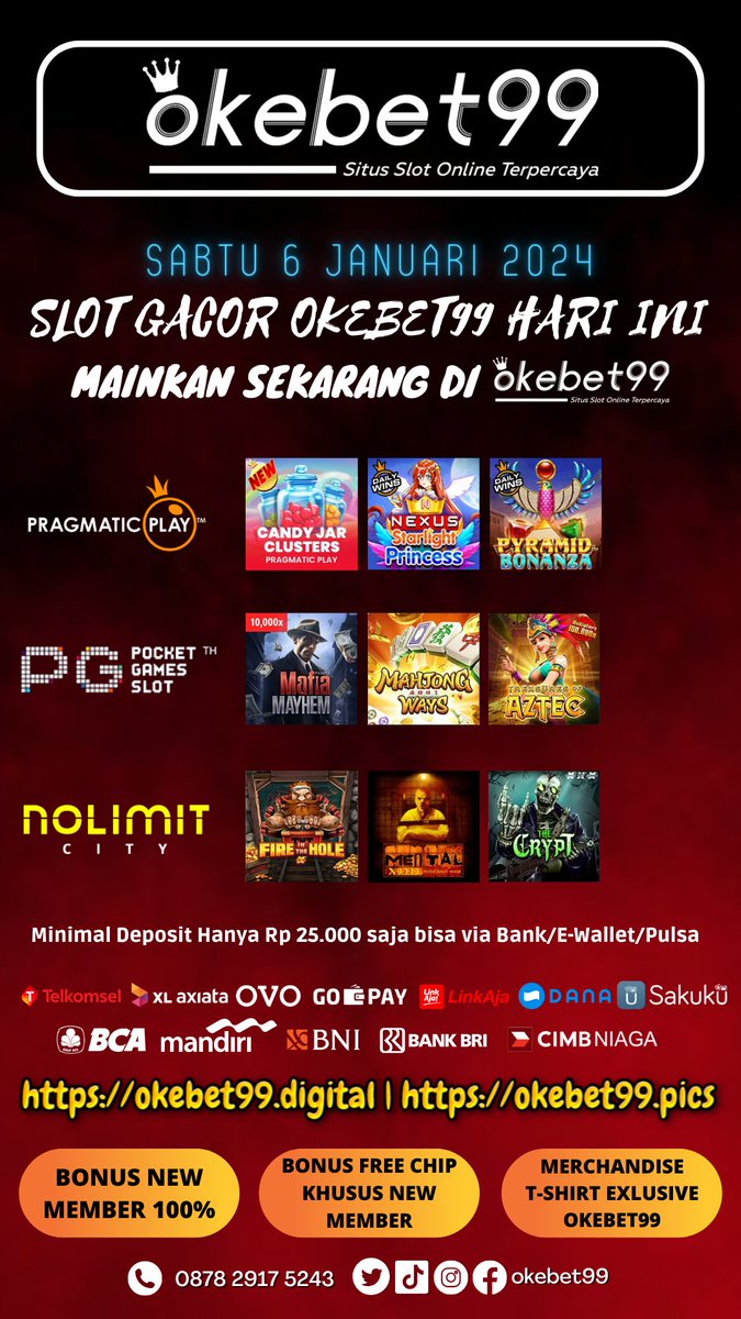 okebet99's tweet photo. INFO SLOT GACOR HARI INI GAMPANG MENANG DI OKEBET99 💸
Mainkan Games Gacor hari ini dan dapatkan JP mu sekarang juga !
🔥 Link : https://t.co/wgf4mGUD5s
#okebet99 #slotonline #situsslot #mainslot #gameslot #JENNIEOnRedCarpet #starlightprincess #linkslot #rtpslot #mainslot https://t.co/STbDDdx9Lr
