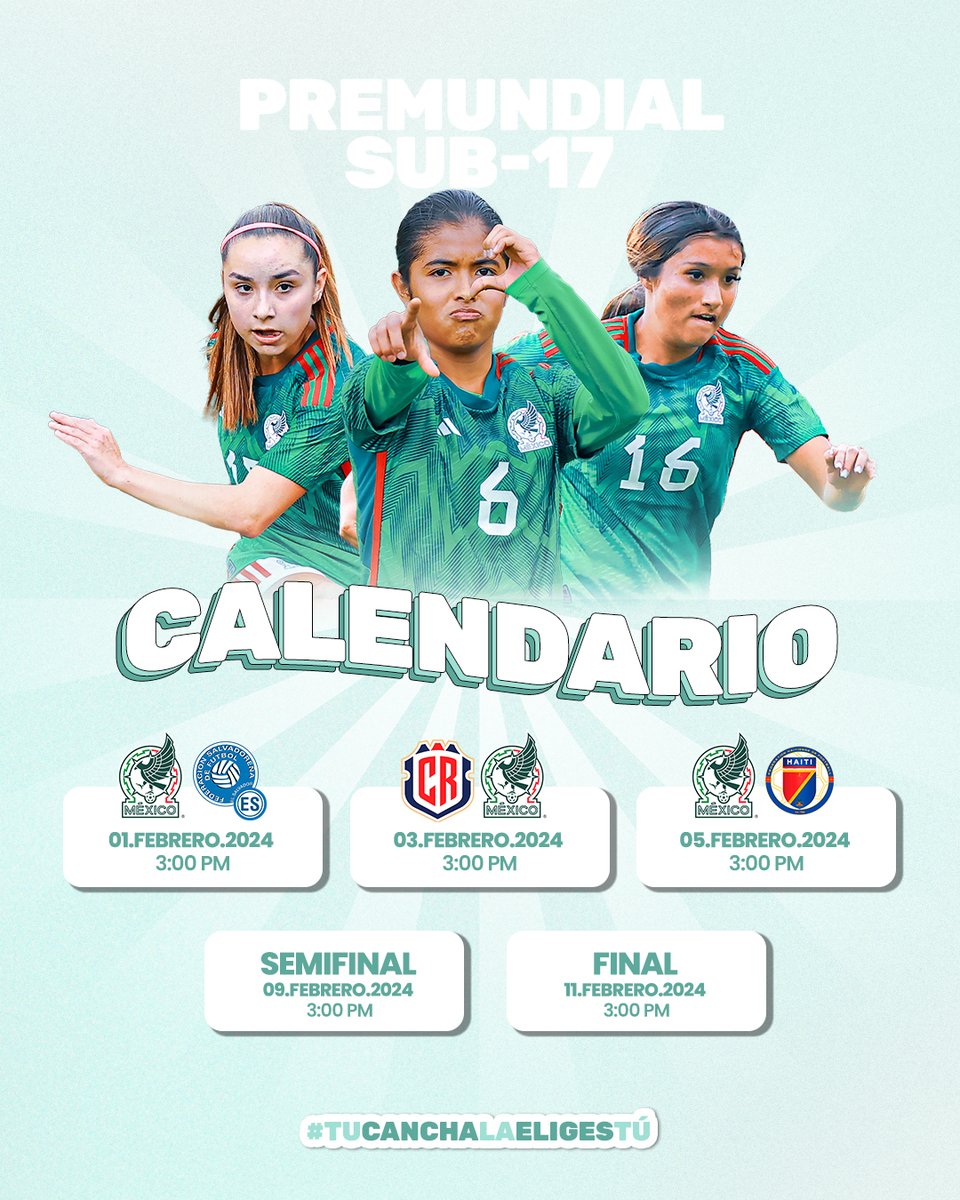 Miseleccionfem's tweet photo. ¡El año inició con todo! 🤩👏👏
Lo que nos recuerda que en un mes la #Sub17Fem disputa el Premundial y aquí les dejamos la agenda para seguirnos. 🗓️👇
#TuCanchaLaEligesTú https://t.co/uraLWK3L2J