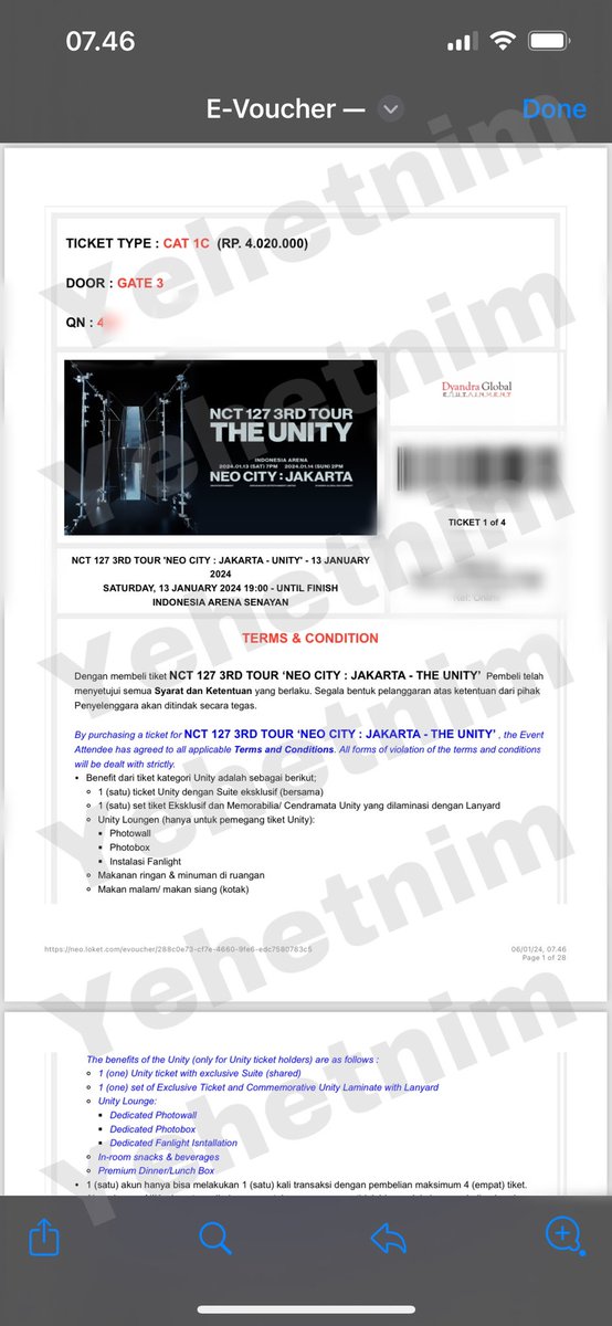 yehetnim's tweet photo. WTS 
더유니티 자카르타 티켓 양도합니다
selling NCT 127 The Unity in Jakarta concert ticket 

Day 1 (13 Jan) cat 1C 구역 (4 tix ✅✅✅✅) 번호 qn 4xx 

SELL⭕️
한국어⭕️
영어 ⭕️

카톡 있어요
https://t.co/fxPWBZ36nf

240113 the unity ilichil 일이칠 콘사트 첫콘 https://t.co/CQ501gidx4