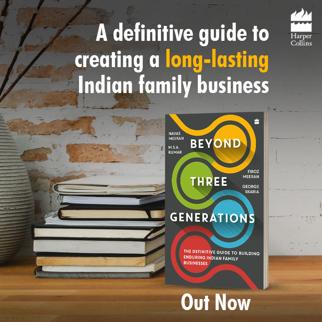 HarperCollinsIN's tweet photo. #BeyondThreeGenerations is a combined, commendable effort of #NavasMeeran, #FirozMeeran, #MSAKumar, and #GerogeSkaria to offer a definitive guide to building an enduring Indian #familybusiness.
Order now: https://t.co/6Flty6OWes
#SuccessionPlanning #READWithHarperCollins https://t.co/S23iH3q16q
