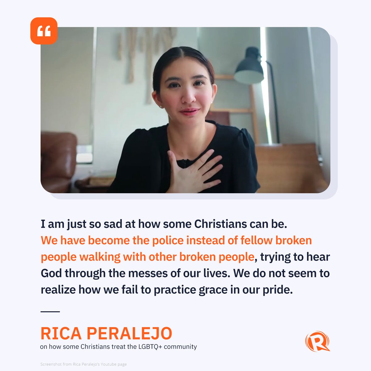 ‘IT’S TURNING US INTO SOMETHING OTHER THAN CHRISTIAN’

In a series of Instagram stories, Rica Peralejo speaks out about homophobia within the Christian community, and how this makes the religious “into Pharisees or police.”

This comes after the former actress, who is a pastor’s