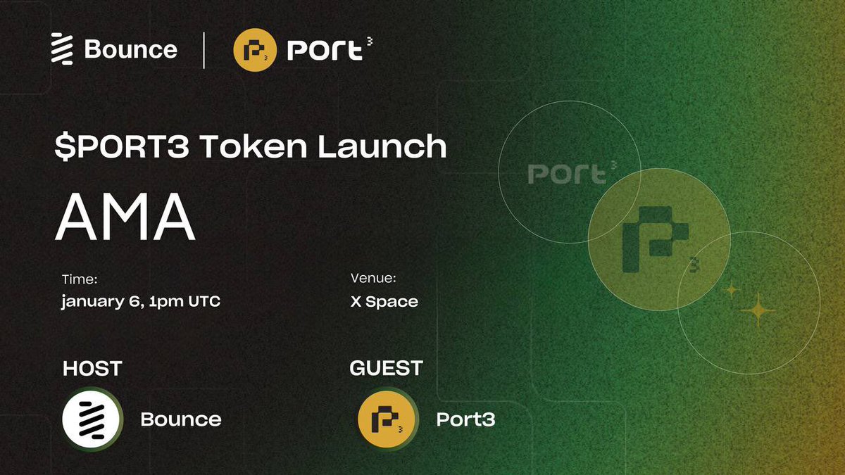 Port3Network's tweet photo. Join us today for an AMA 1pm UTC

Check out @bounce_finance tweet below 📈 https://t.co/Gg5pH77sE9