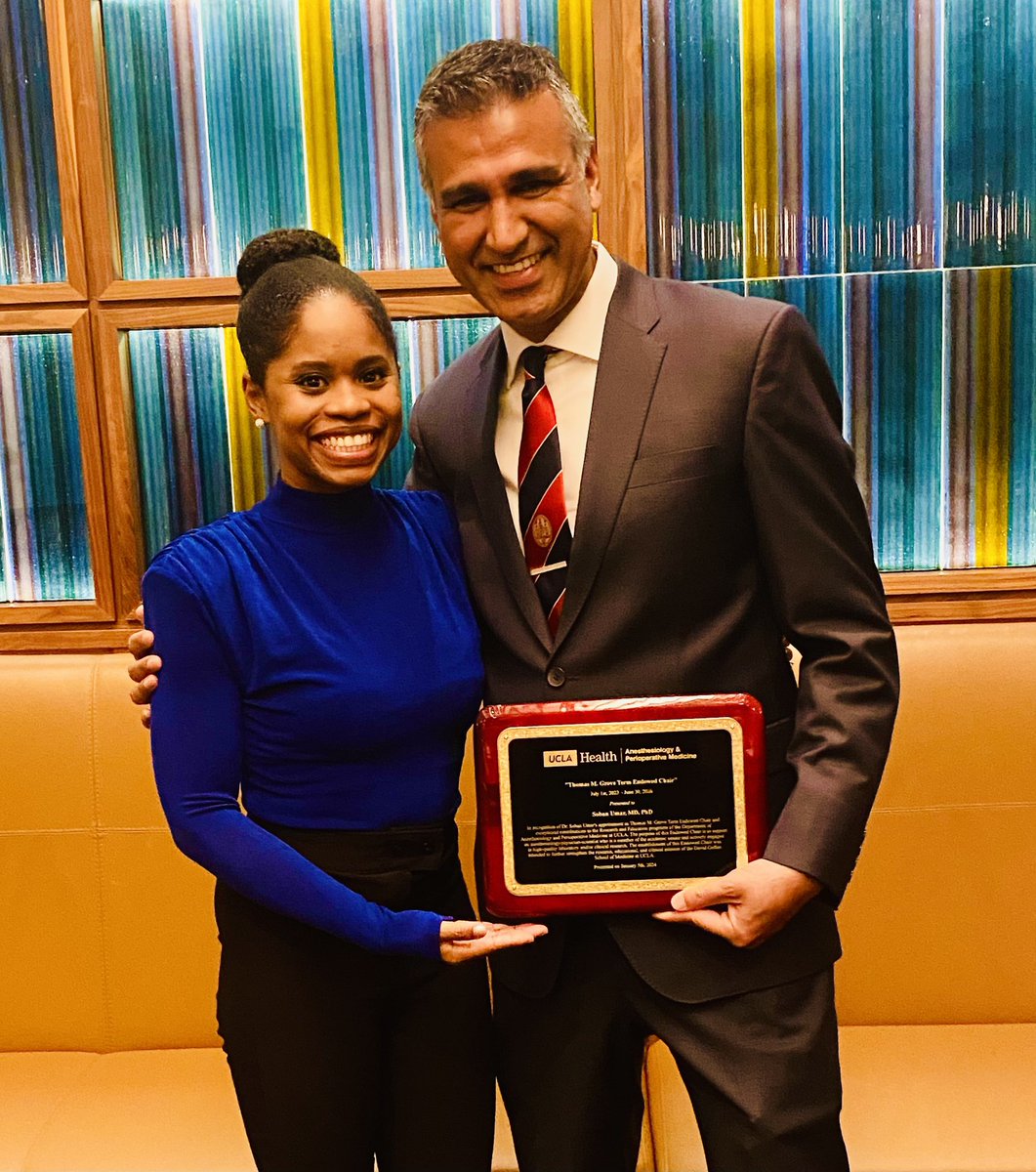 Tonight was a special night ✨ Congrats to my research mentor & role model, @SobanUmar, our new UCLA Thomas M. Grove Chair in Anesthesiology! Well deserved & thank you for ALL that you do! 🎉🌟