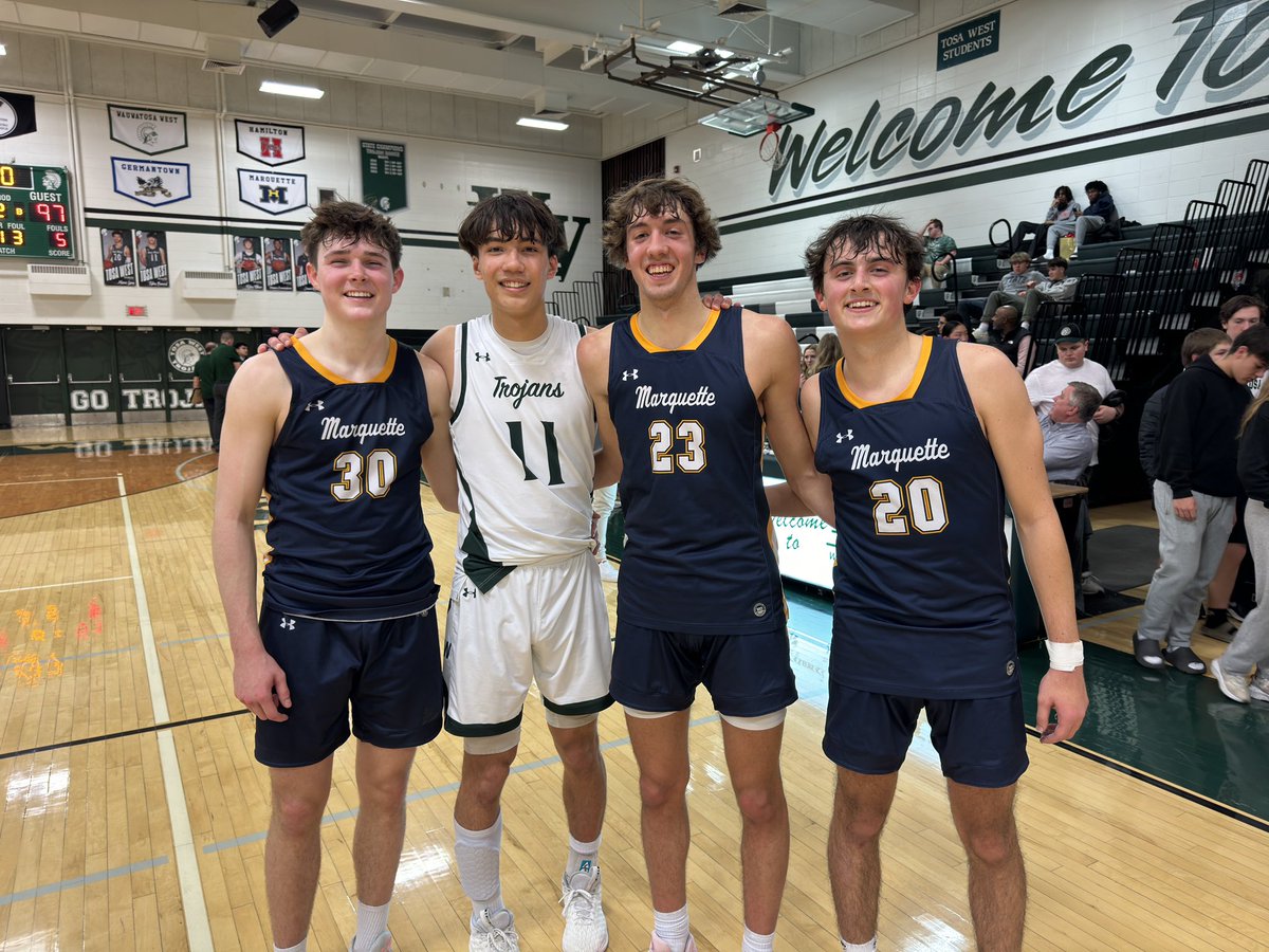 kboesel's tweet photo. Big GMC matchup between @TosaWestHoops and @MUHSBasketball. It was great to watch @academy_chapman teammates &amp; friends battle! Was a great game and extremely fun to watch. Can’t wait for the next game to watch TJ Adams, @boesel_tyler @nolanminessale_ and @Cade_Kohnen play!! 🏀💪 https://t.co/II6ZW3S5Iz