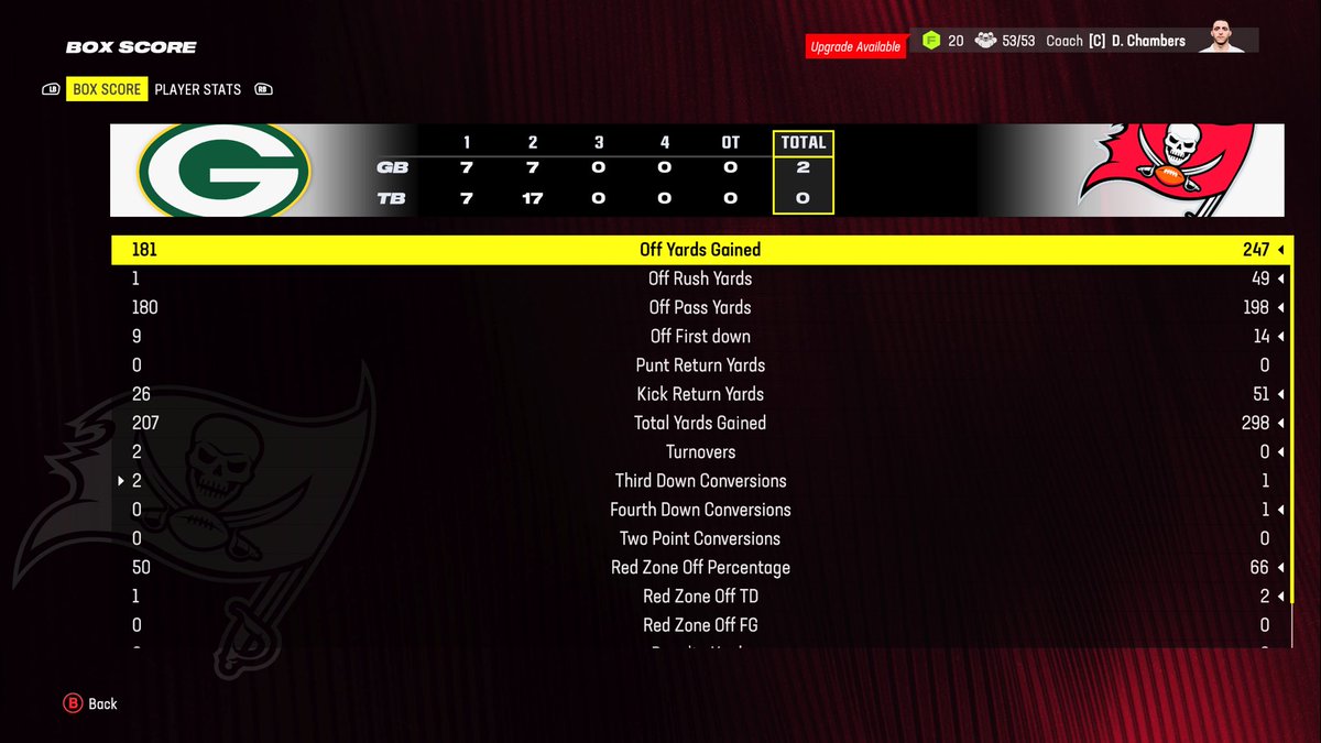 BuccaneersBL's tweet photo. I was winning an online franchise game before it disconnected us to the main menu and gave me a 2-0 loss. This is a recurring issue. Absolutely ridiculous. @EAMaddenNFL @MaddenNFLDirect @EASPORTS @EAHelp https://t.co/HWz1Sgpgoo
