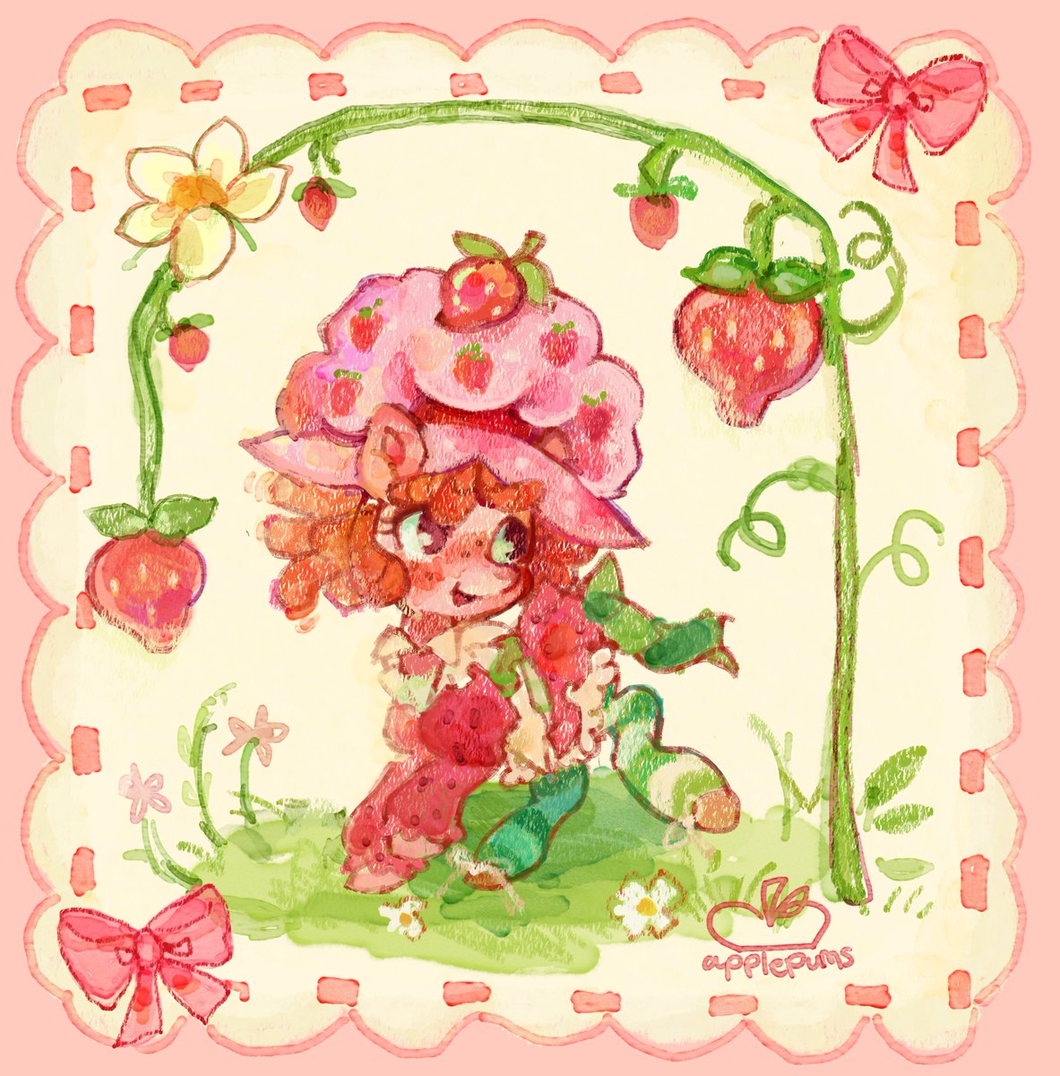 applepums's tweet photo. strawberry shortcake ponysona! 🍓🩷🍓

#mlp https://t.co/XjlKmzYdHM