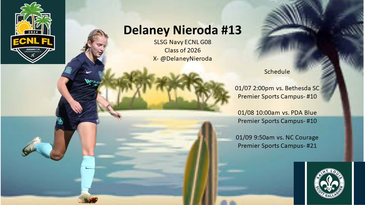 I'm so excited to head to Florida!😆 Come and watch my team and I play some amazing teams!🔥🔥This is such an incredible opportunity!👍<a href="/ECNLgirls/">ECNL Girls</a> @SLSGsoccer <a href="/SLSGECNLGirls/">SLSG ECNL Girls</a>