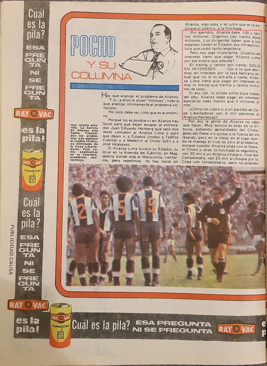 EL ESTADIO QUE NO SE PAGÓ: MATUTE
En su columna de la revista de Ovación de marzo de 1979, Pocho Rospigliosi explicaba el grave problema económico que afrontaba alianza lima, no tenían dinero para pagar el préstamo por la construcción del estadio de matute.  1/5