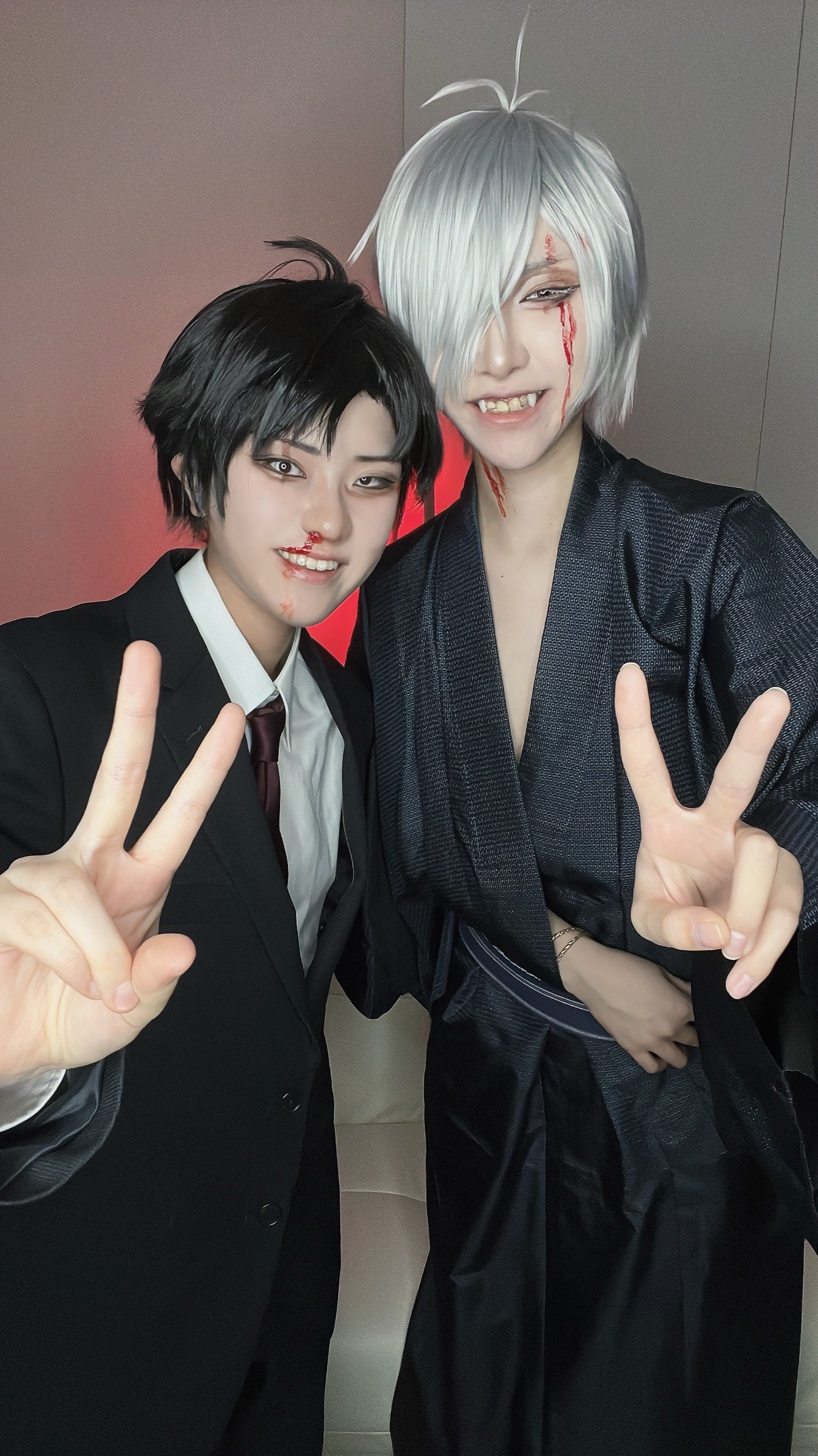 ゲ謎 ゲゲ郎コスプレウィッグ＆衣装フルセット 送料込】ゲゲ郎 コスプレ【ウィッグ付き】 置き配【コスプレ衣装
