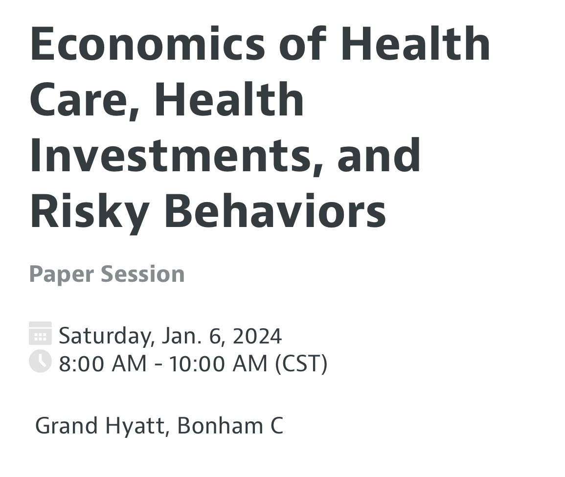 Happy to reunite with so many friends and colleagues at #ASSA2024. 

Turning in early tonight so I can be fresh for our 8 AM session tomorrow (Saturday). Join us & check out some cool health econ research!