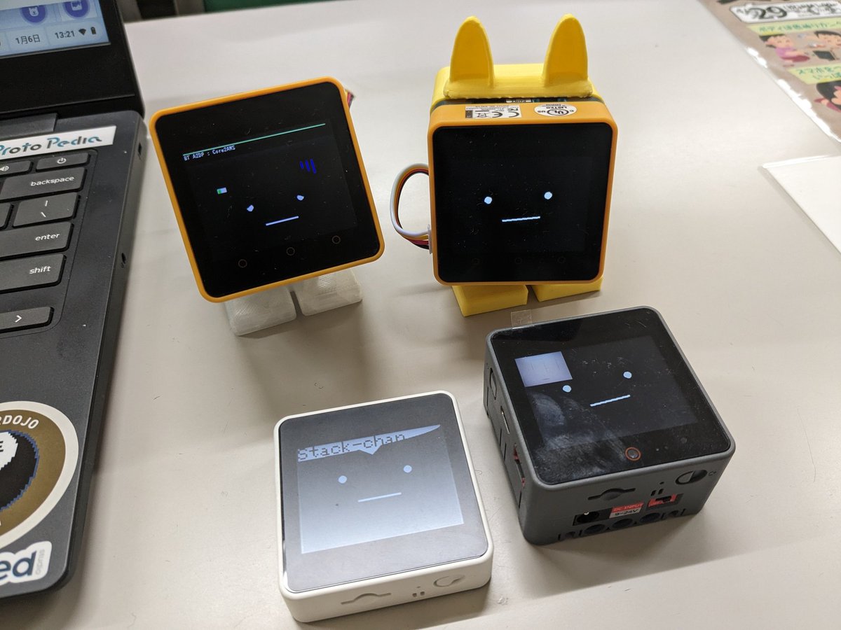 610t's tweet photo. #CoderDojo #生駒 本日の展示。
microSDカードリーダー忘れてて、AIｽﾀｯｸﾁｬﾝ、やばいところだったよ…
#M5Stack #ｽﾀｯｸﾁｬﾝ #toio #hapStak https://t.co/2w5mko7mcy