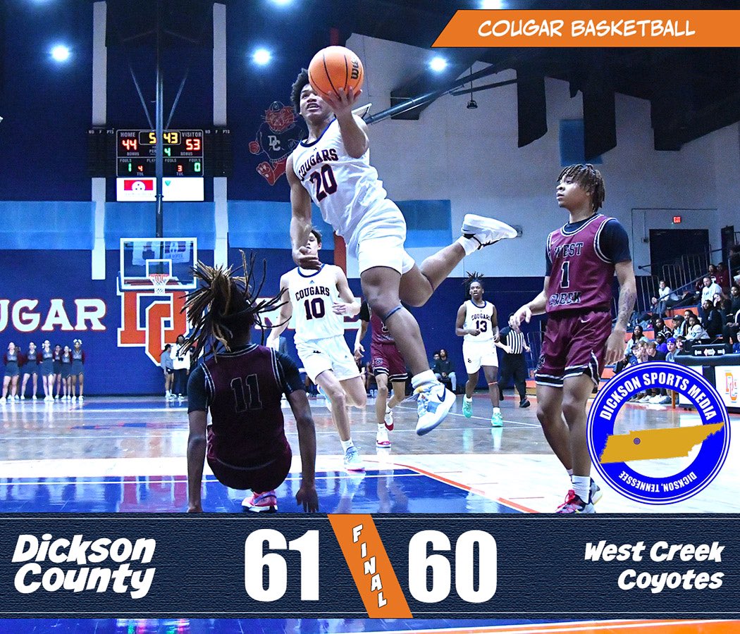 🏀HS Boys
West Creek 60
Dickson Co 61 F
(Cope 15, Ham 13, Fernandez 10)