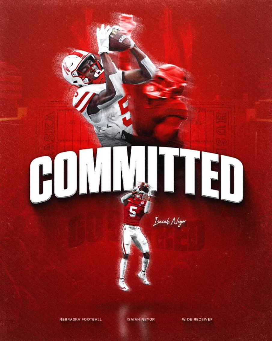 #Texas transfer WR Isaiah Neyor commits to the #Huskers

Neyor is a former 4⭐️ recruit, coming in at 6-3, 215 lbs. Welcome home, Isaiah! #GBR