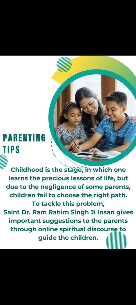 बच्चे सुनने के ज्यादा अपने माता-पिता को देखकर अधिक सीखते हैं। इसीलिए Saint Gurmeet Ram Rahim Ji ने माता पिता और बच्चो के बीच स्वस्थ संबंधों पर ध्यान केंद्रित करते हुए #ParentingGuidance टिप्स सांझा किए हैं जिससे माता पिता अपने बच्चों का अच्छे से पालन पोषण कर सकें।